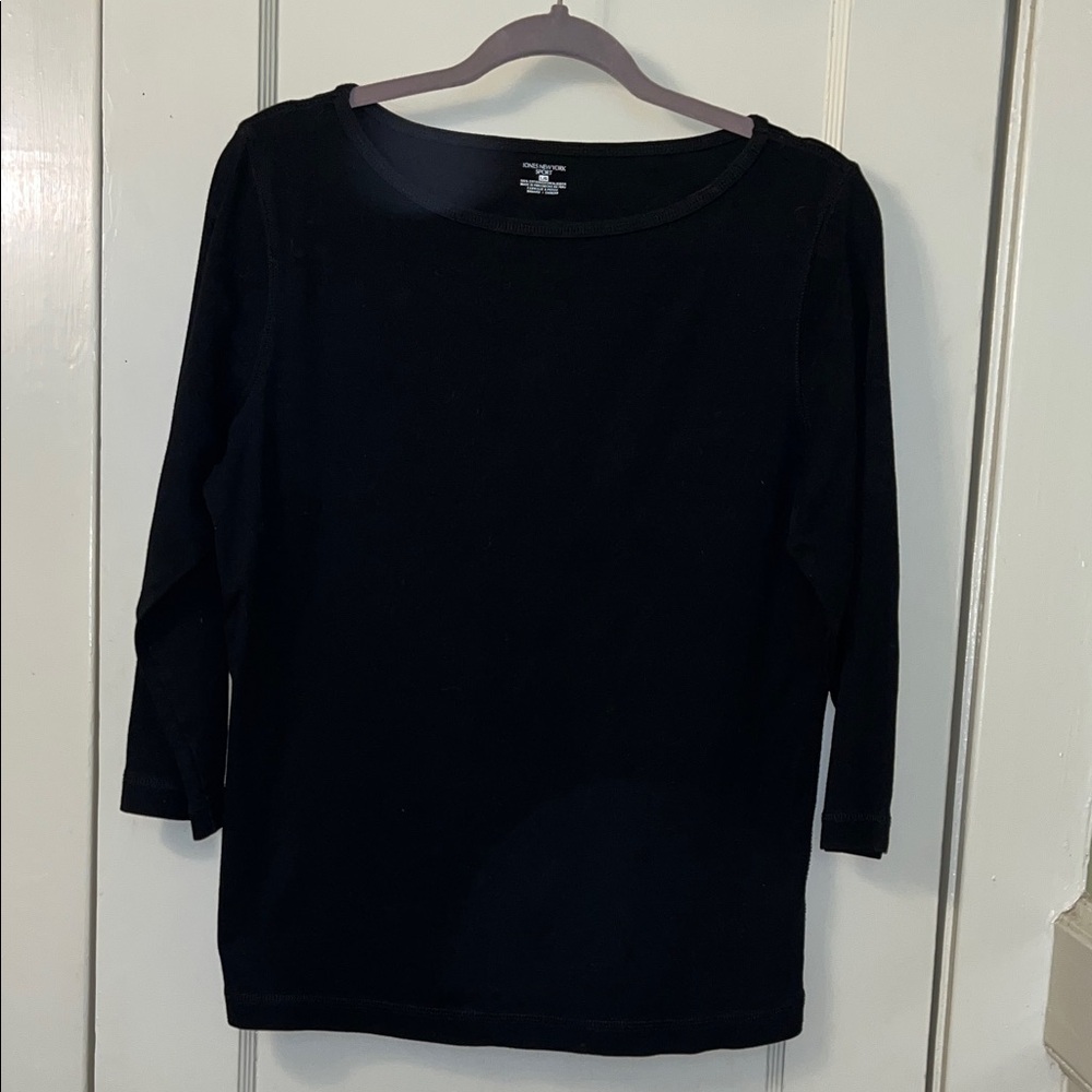 Jones New York Black 3/4 Sleeve Women's Top
